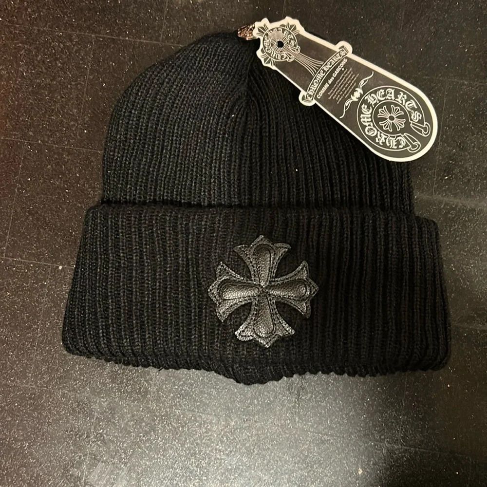 Black chrome heart beanie
